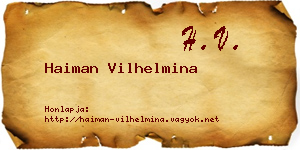 Haiman Vilhelmina névjegykártya
